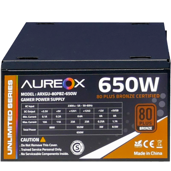 FUENTE GAMER AUREOX 650W BRONZE 80+PSU