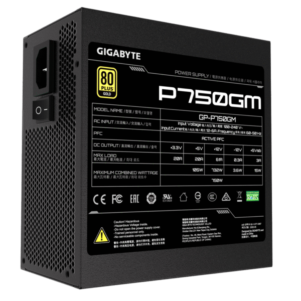 FUENTE GAMER GIGABYTE 750W MODULAR 80 PLUS GOLD