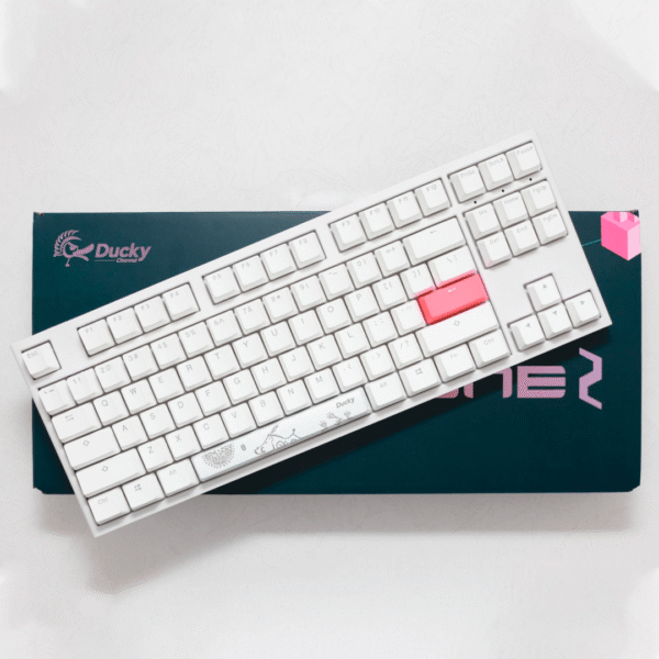 TECLADO GAMER DUCKY ONE 2 RGB TKL WHITE RGB CHERRY MX BLUE DOUBLE SHOT PBT MECANICO