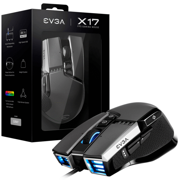 MOUSE GAMER EVGA X17 WIRE RETAIL GREY