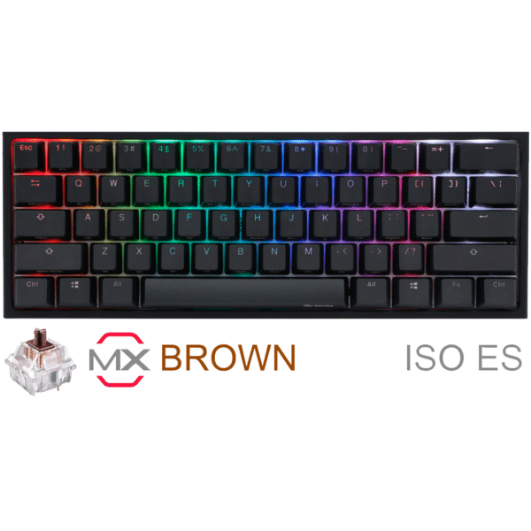 TECLADO GAMER DUCKY ONE 2 MINI RGB CHERRY MX BROWN DOUBLE SHOT PBT MECANICO