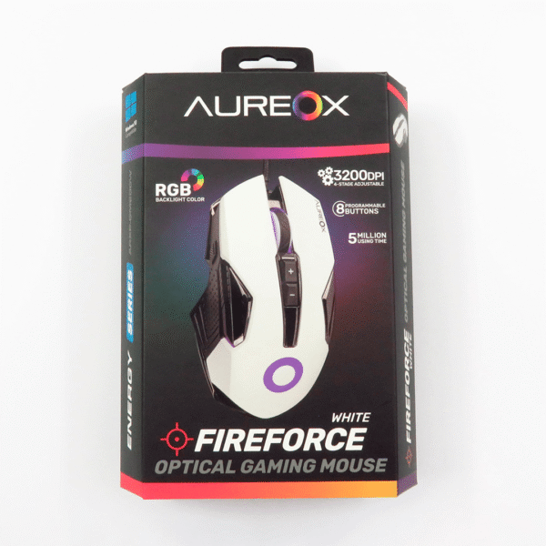 MOUSE AUREOX FIREFORCE WHITE GAMING GM200