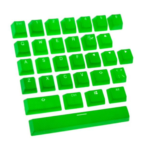 SET 31 TECLAS DUCKY VERDE GOMA RUGOSAS GAMER TRASLUCIDAS
