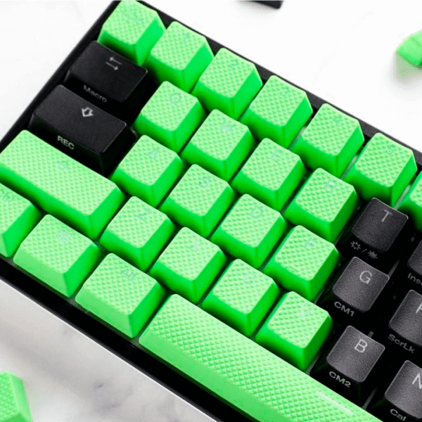 SET 31 TECLAS DUCKY VERDE GOMA RUGOSAS GAMER TRASLUCIDAS