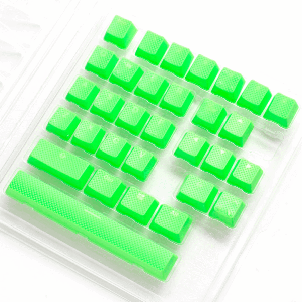 SET 31 TECLAS DUCKY VERDE GOMA RUGOSAS GAMER TRASLUCIDAS